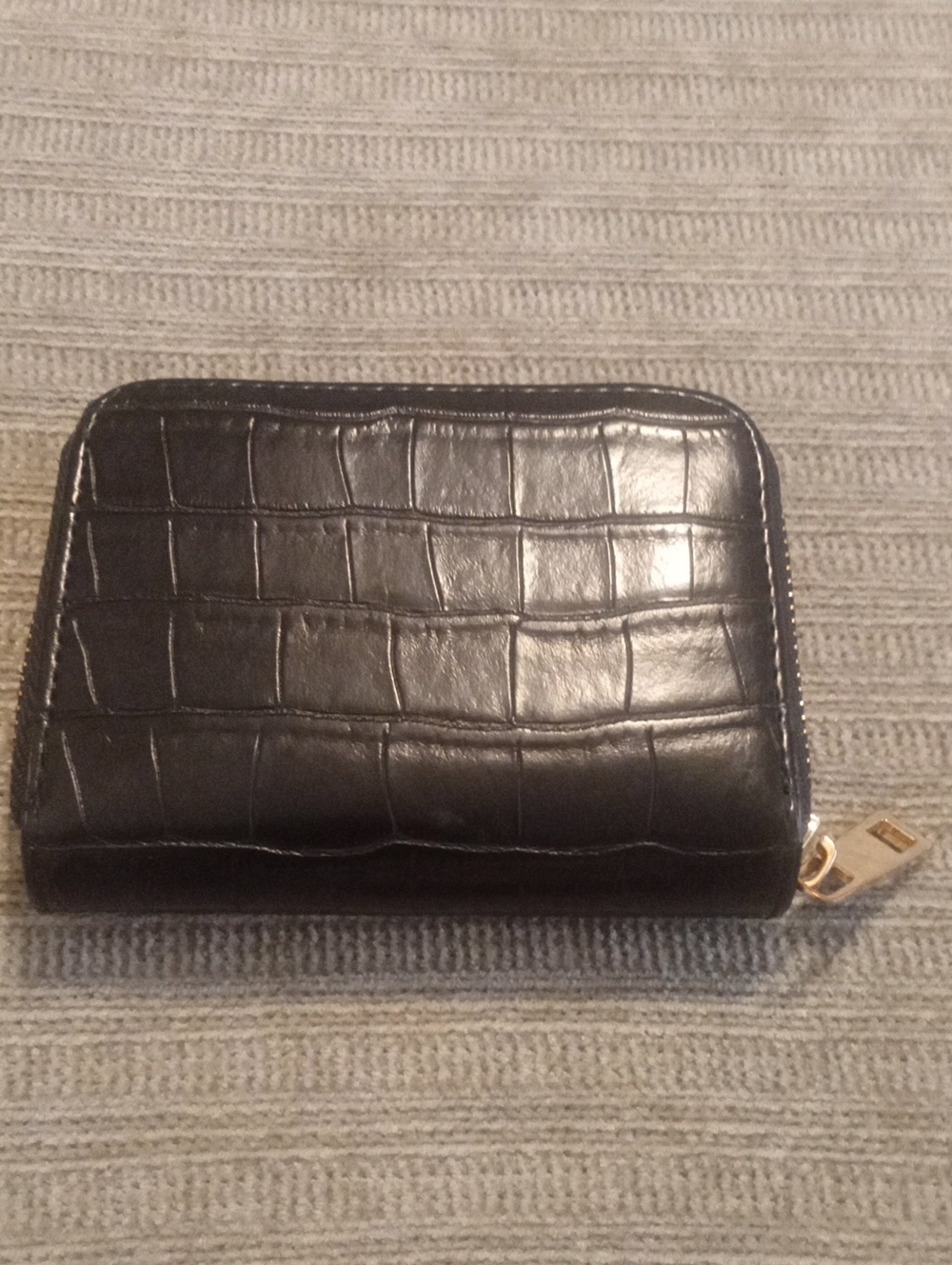 a new day Black Croc-Embossed Zip Around Wallet